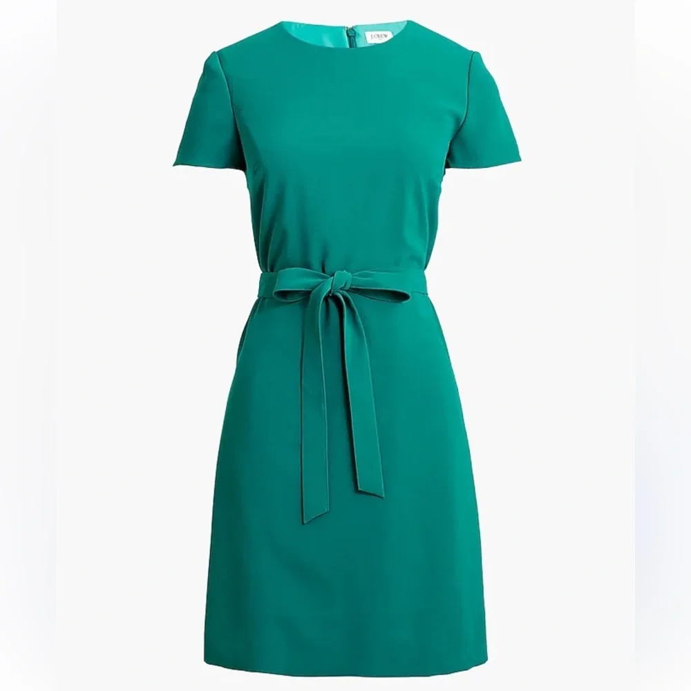 J.CREW Belted Suiting Dress Vivid Jade Green Short Sleeve Womens Size 16 New - Picture 1 of 7
